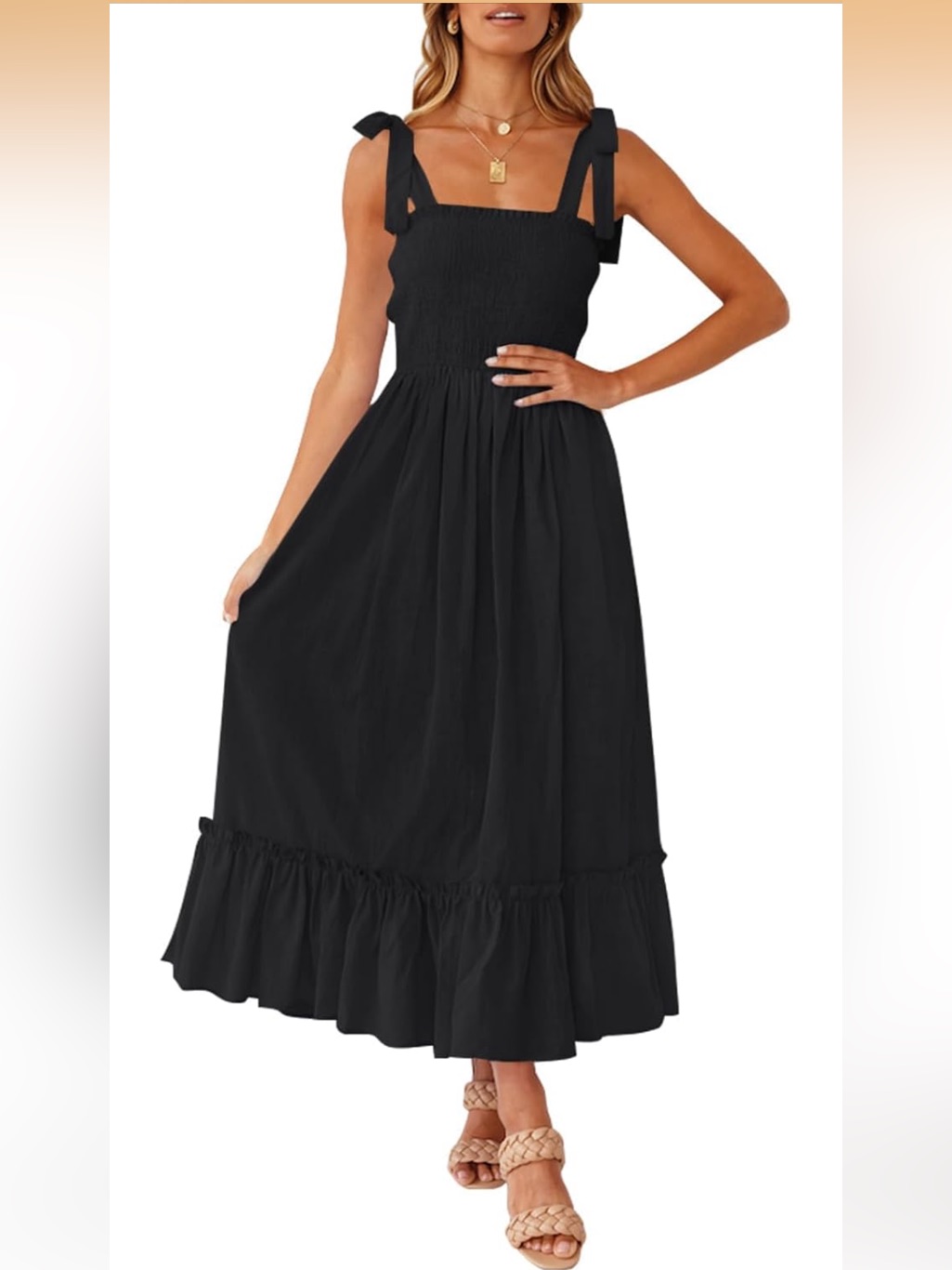 Black Tie-Shoulder Maxi Dress - Women